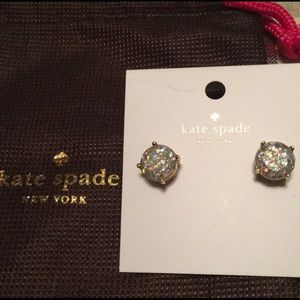 Kate spade clear or silver small sparkle studs NWT